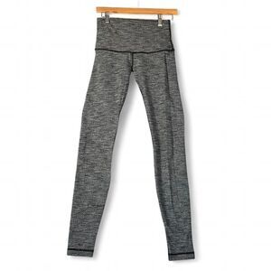 Lululemon Wunder Under High Rise Gray Black Leggings Size 6
